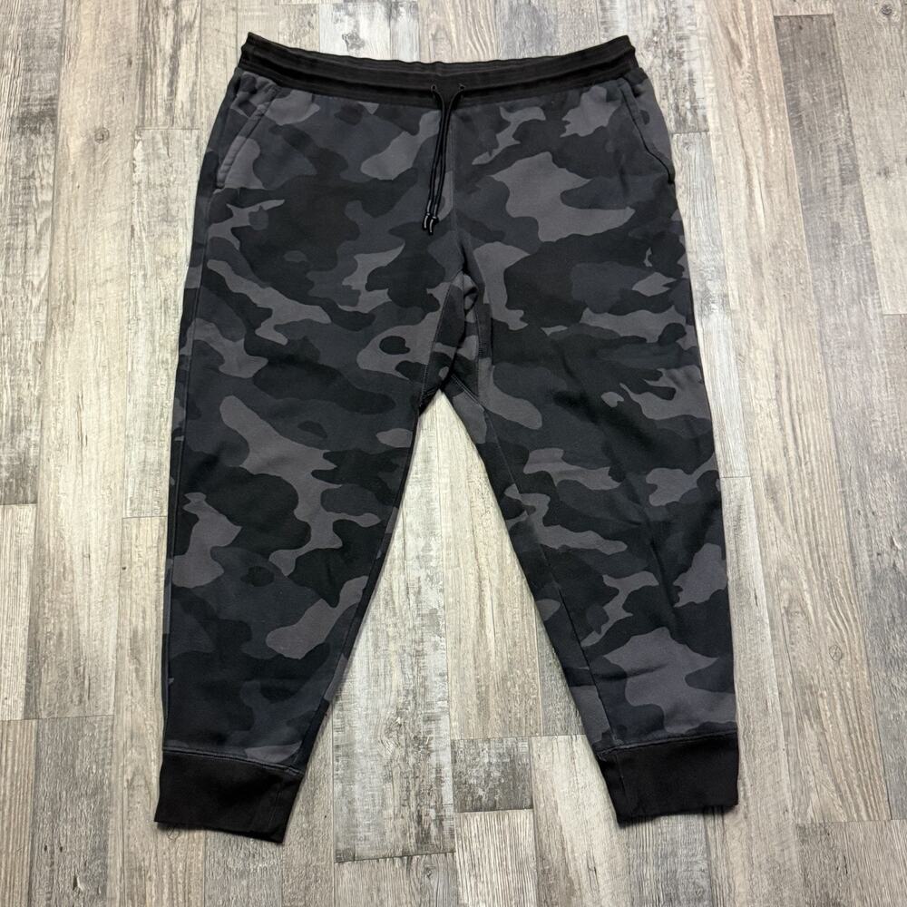 All in Motion Men's Cotton Fleece Jogger Sweatpants Gray & Black Camo Drawstring